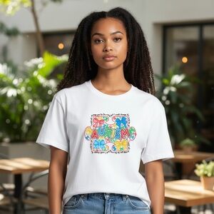🧩🌈 Autism Awareness Graphic Tee | Colorful Bow Design | Acceptance Shirt 🌈🧩